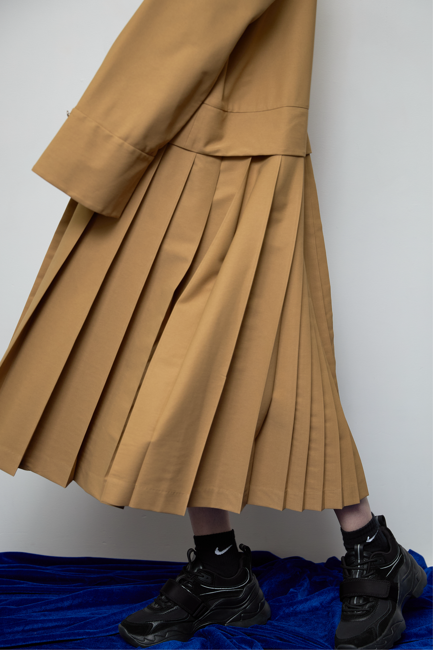 2way sleeve pleated one piece