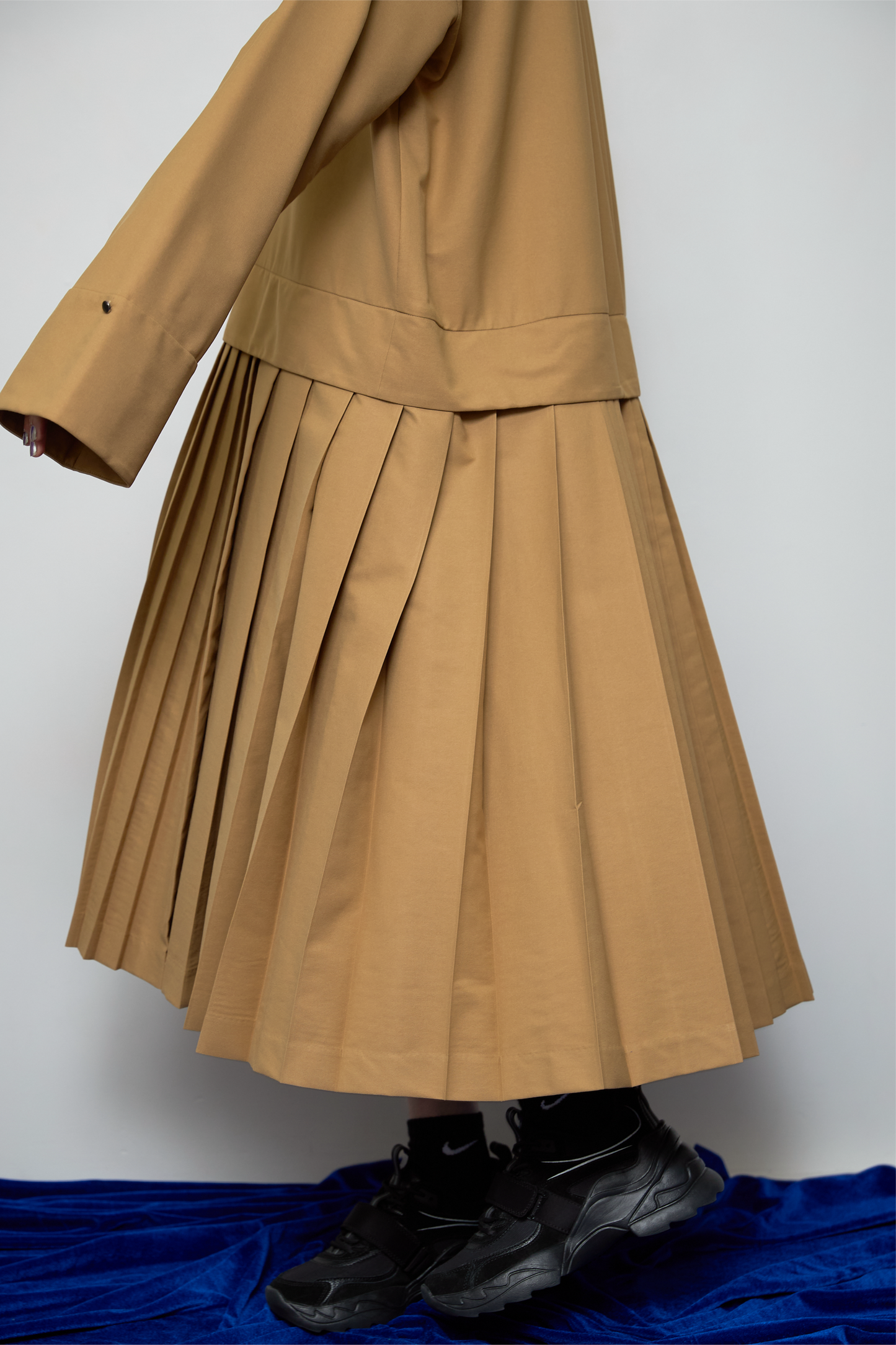 2way sleeve pleated one piece