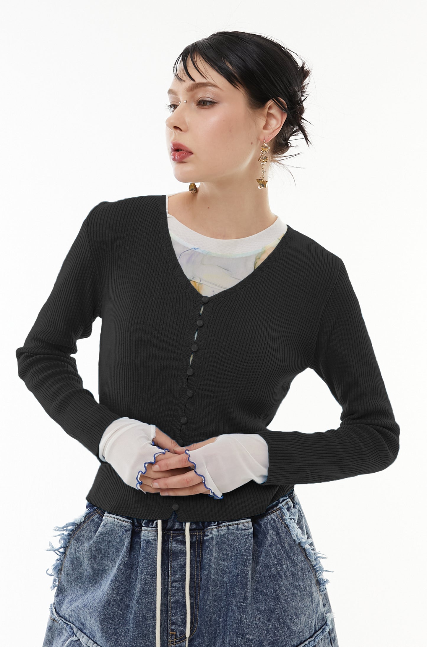 Sharp line knit cardigan