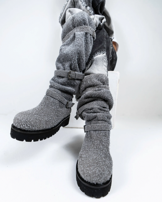 GRACIEUX LEATHER BOOTS【Pale Gray Suede】