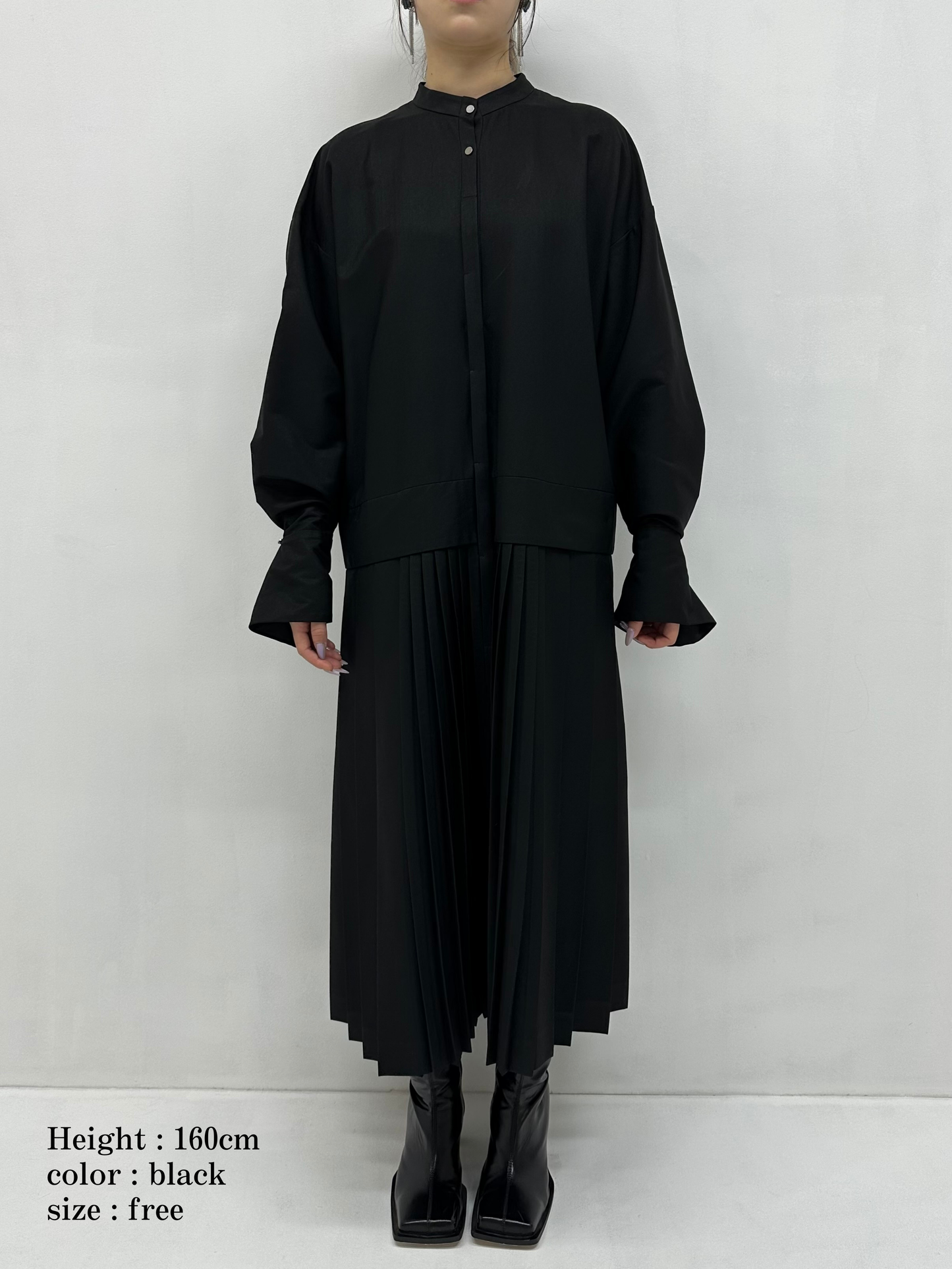 2way sleeve pleated one piece