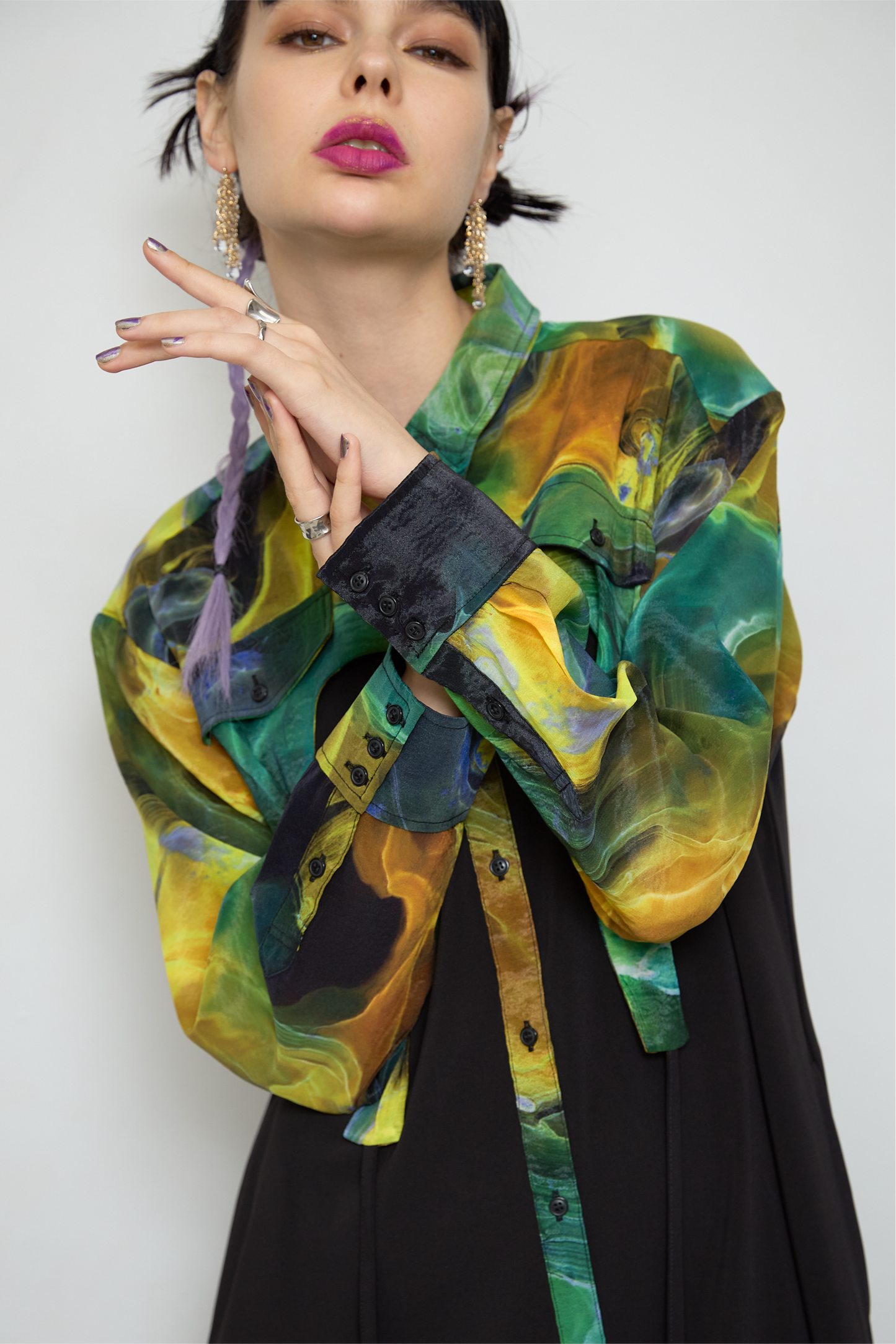 Marble paint irregular hem one piece