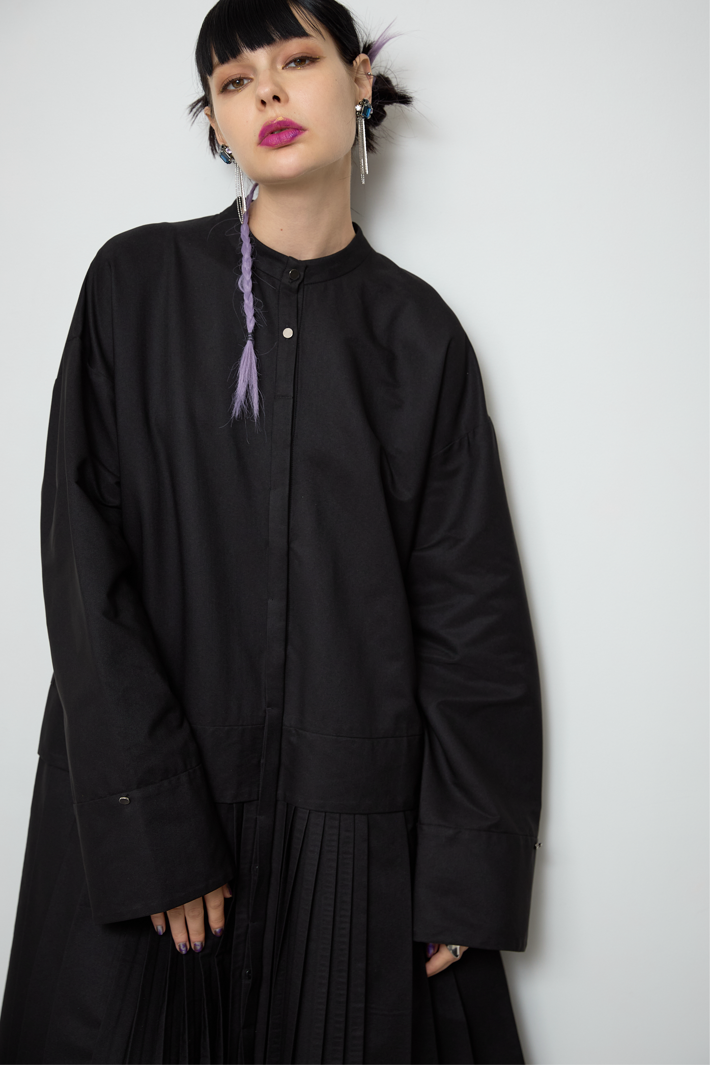 2way sleeve pleated one piece