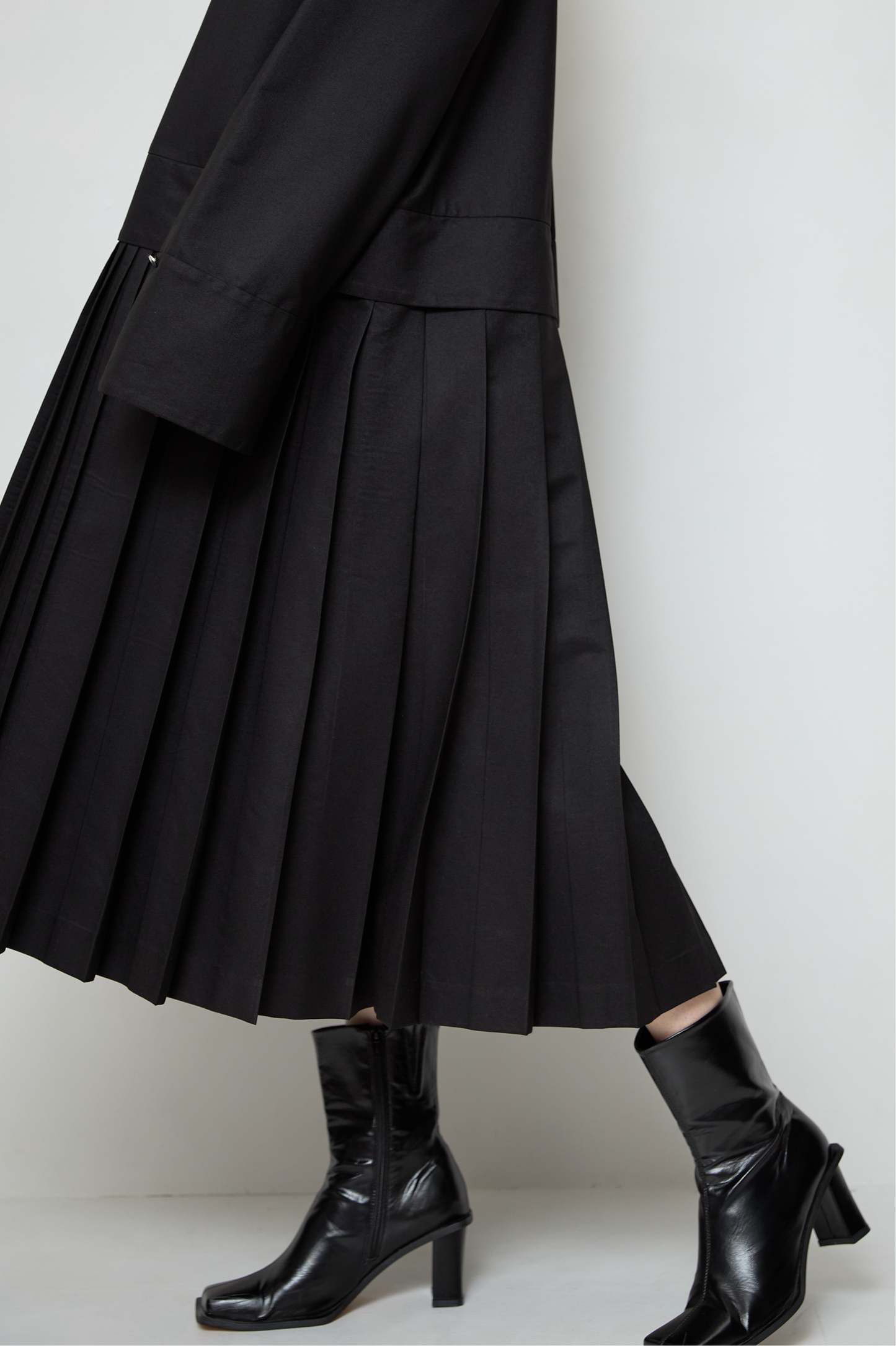 2way sleeve pleated one piece