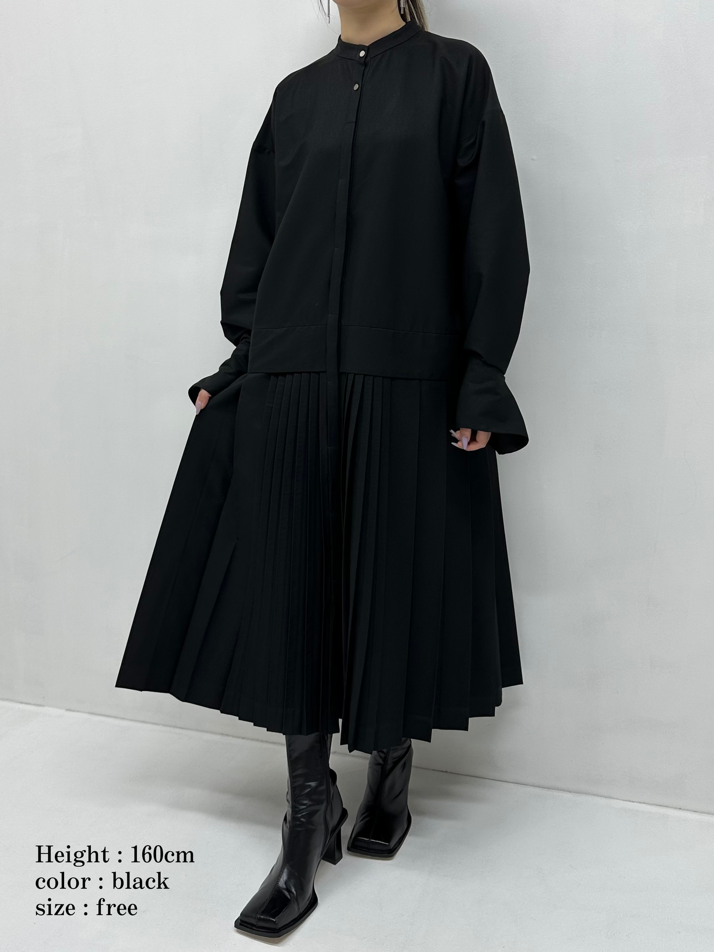 2way sleeve pleated one piece