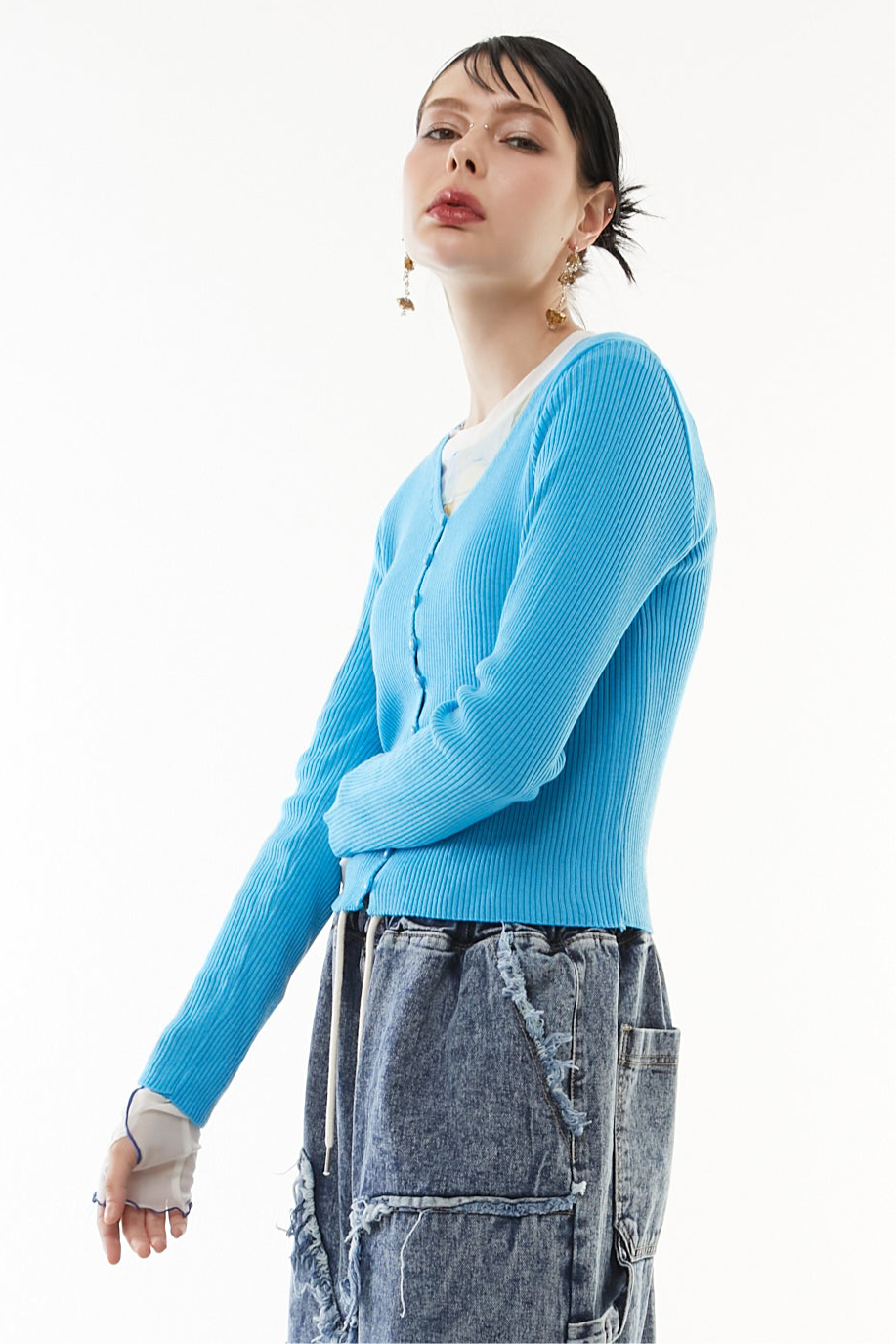 Sharp line knit cardigan