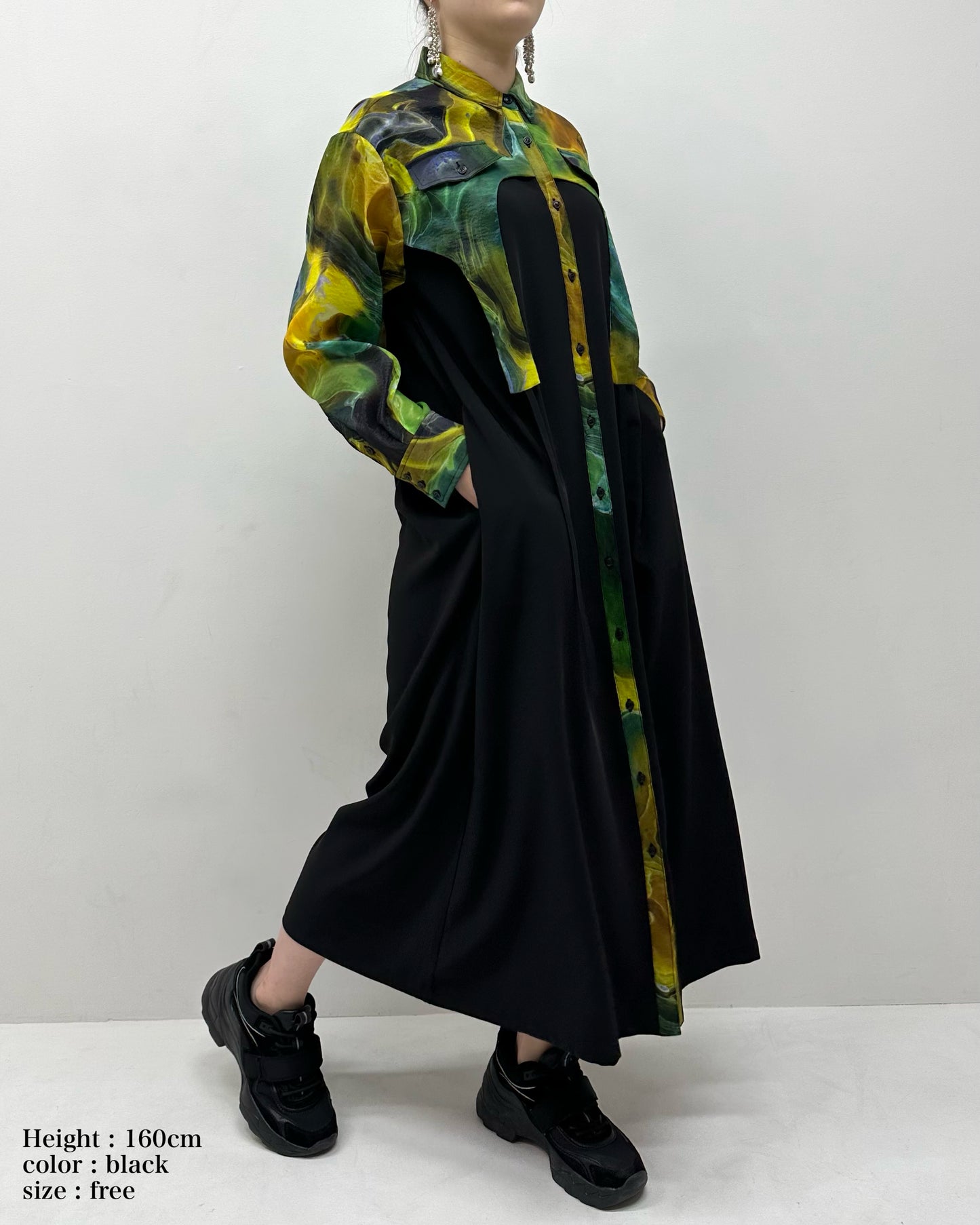 Marble paint irregular hem one piece