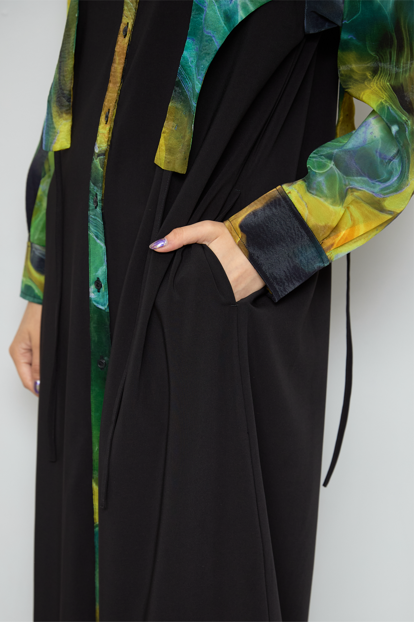 Marble paint irregular hem one piece