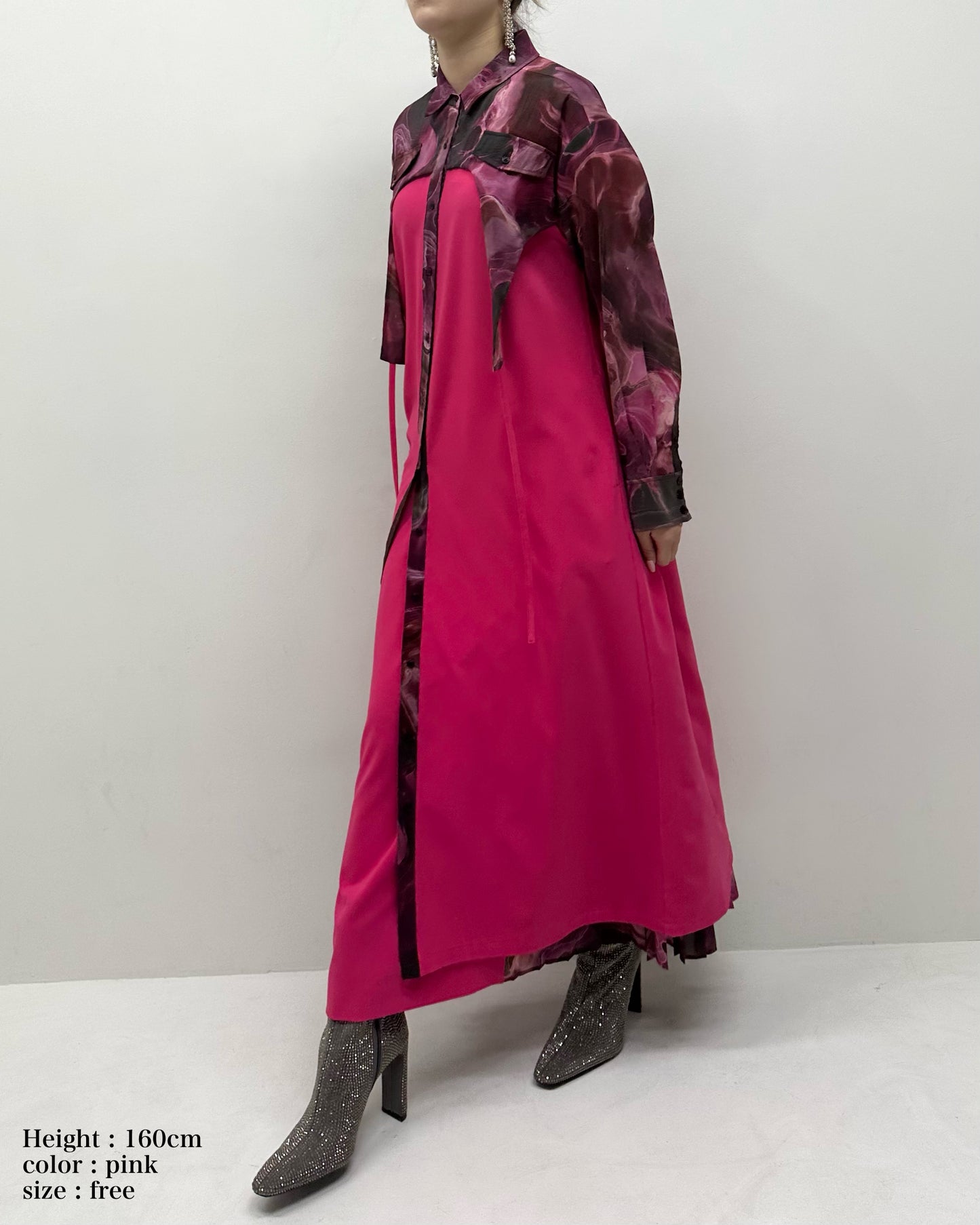 Marble paint irregular hem one piece