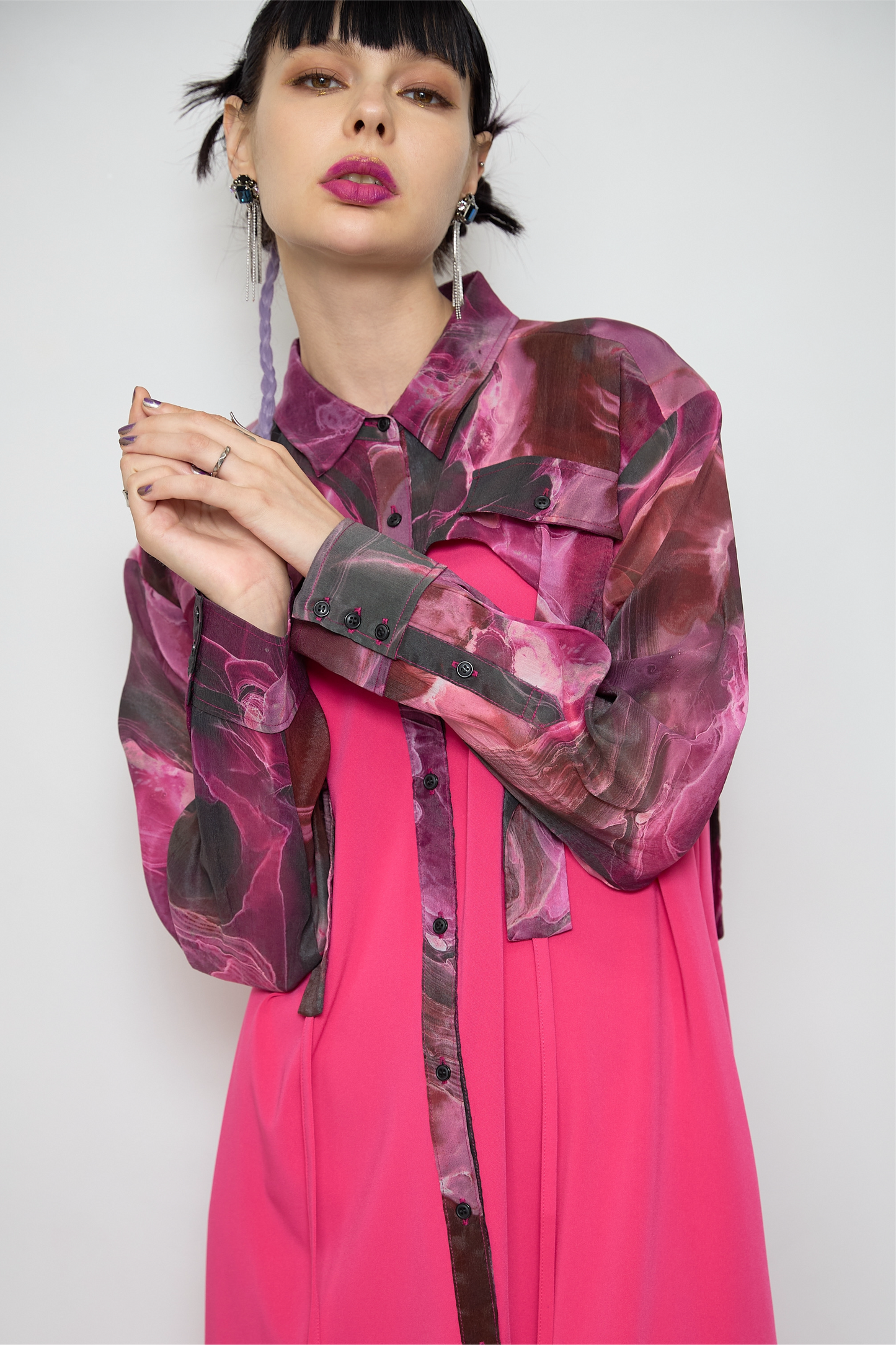 Marble paint irregular hem one piece