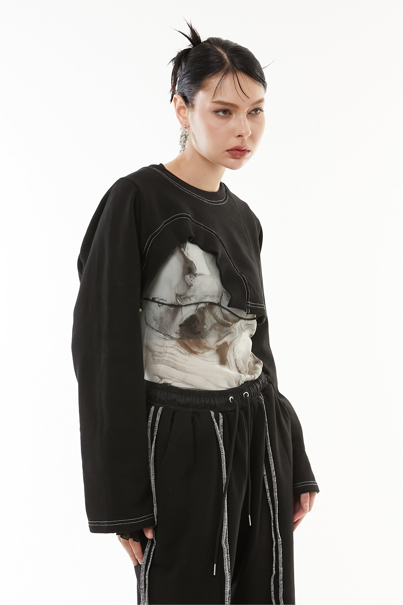Asymmetric short hem tops