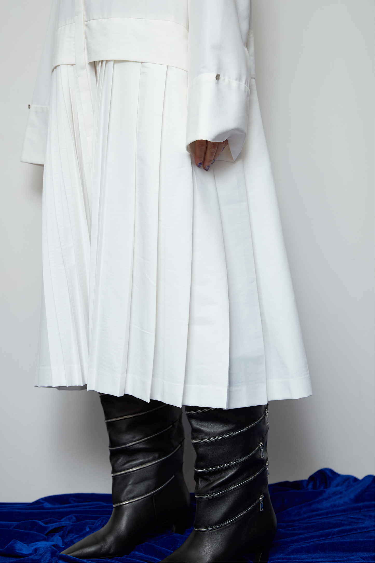 2way sleeve pleated one piece