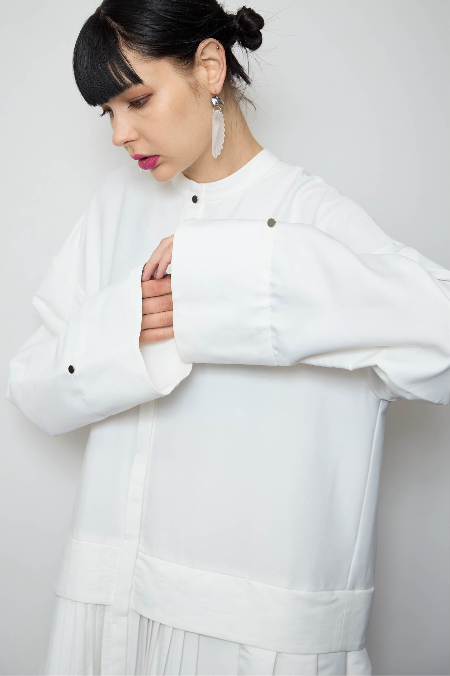 2way sleeve pleated one piece