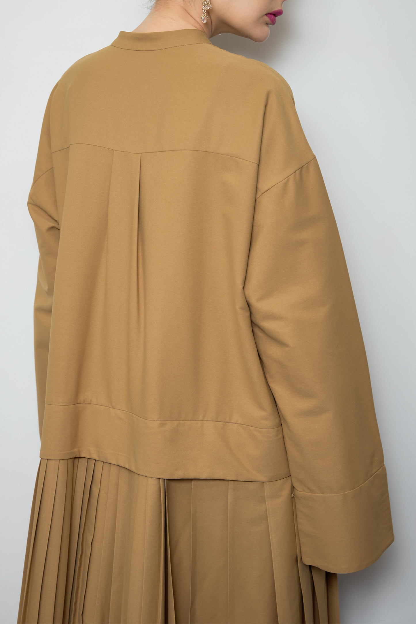 2way sleeve pleated one piece