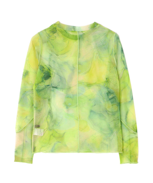 【OUTLET】Marble paint crew tops -LIME-