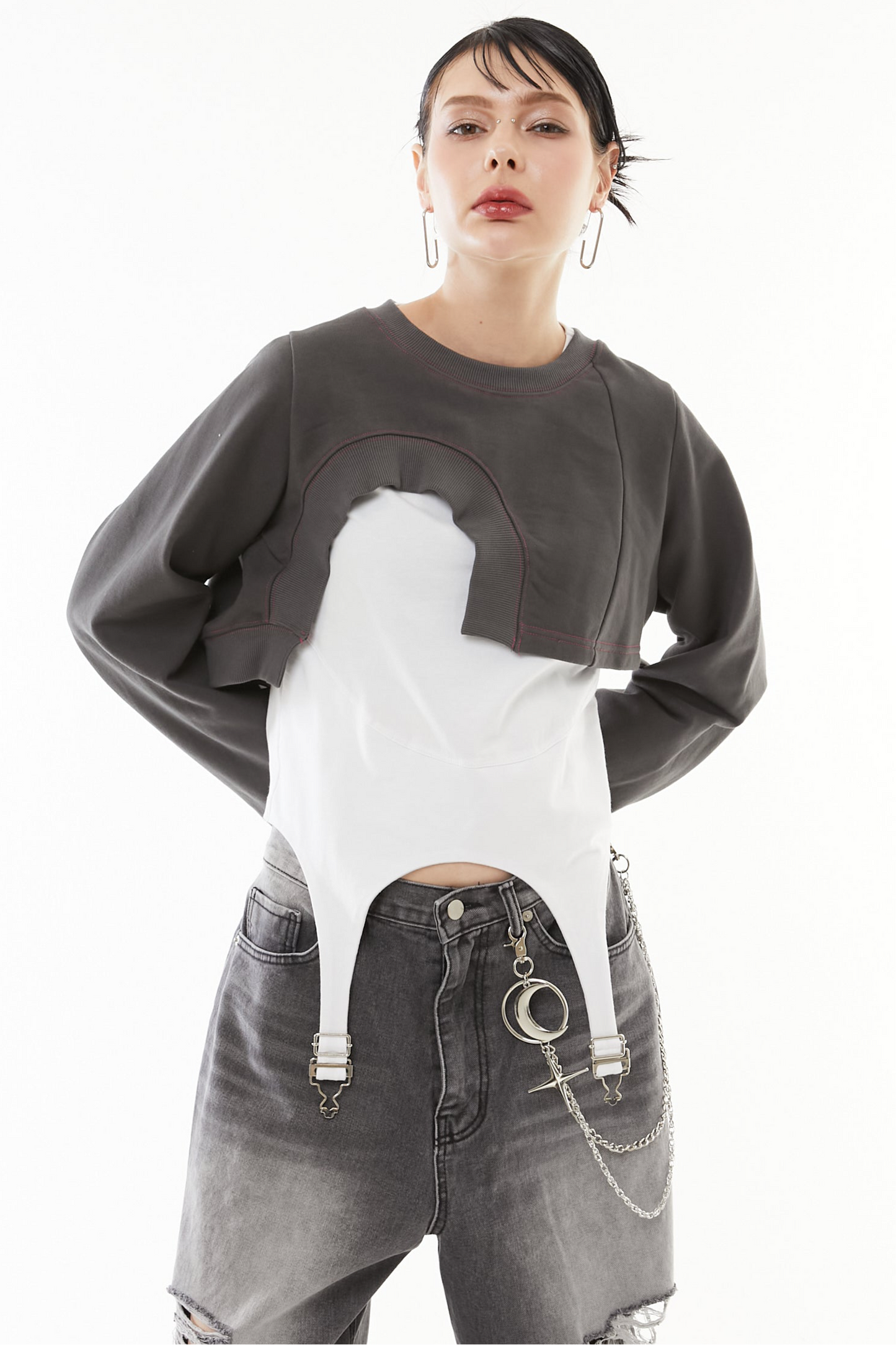 Asymmetric hem short tops