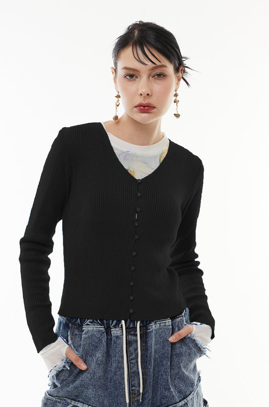 Sharp line knit cardigan
