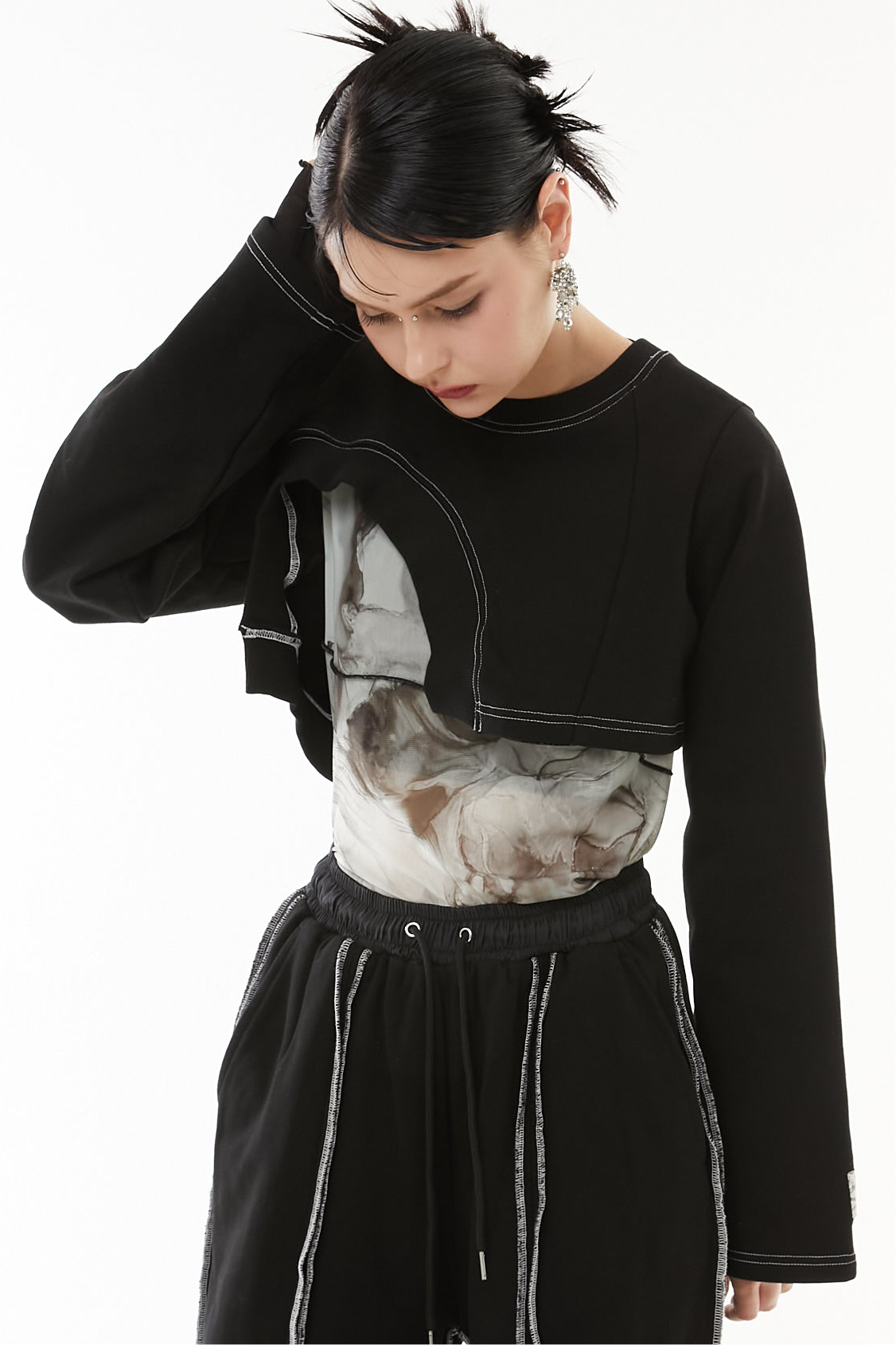 Asymmetric short hem tops