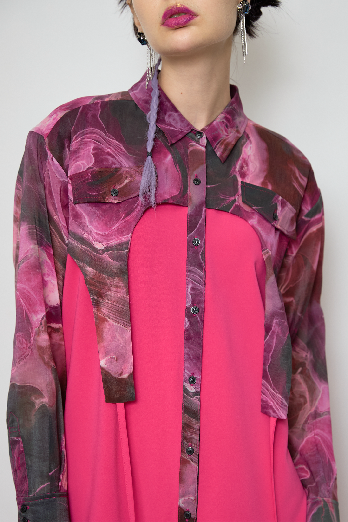 Marble paint irregular hem one piece