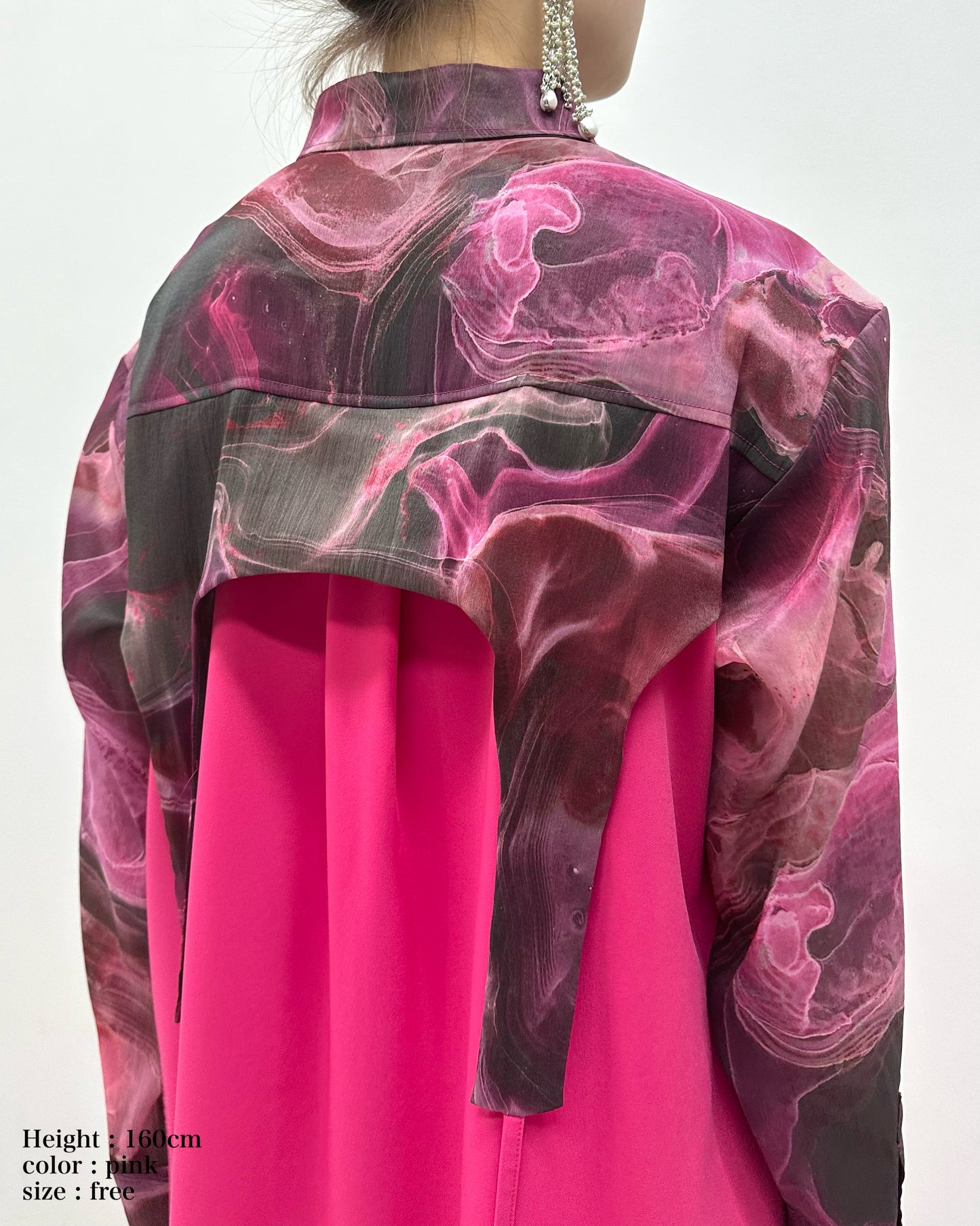 Marble paint irregular hem one piece