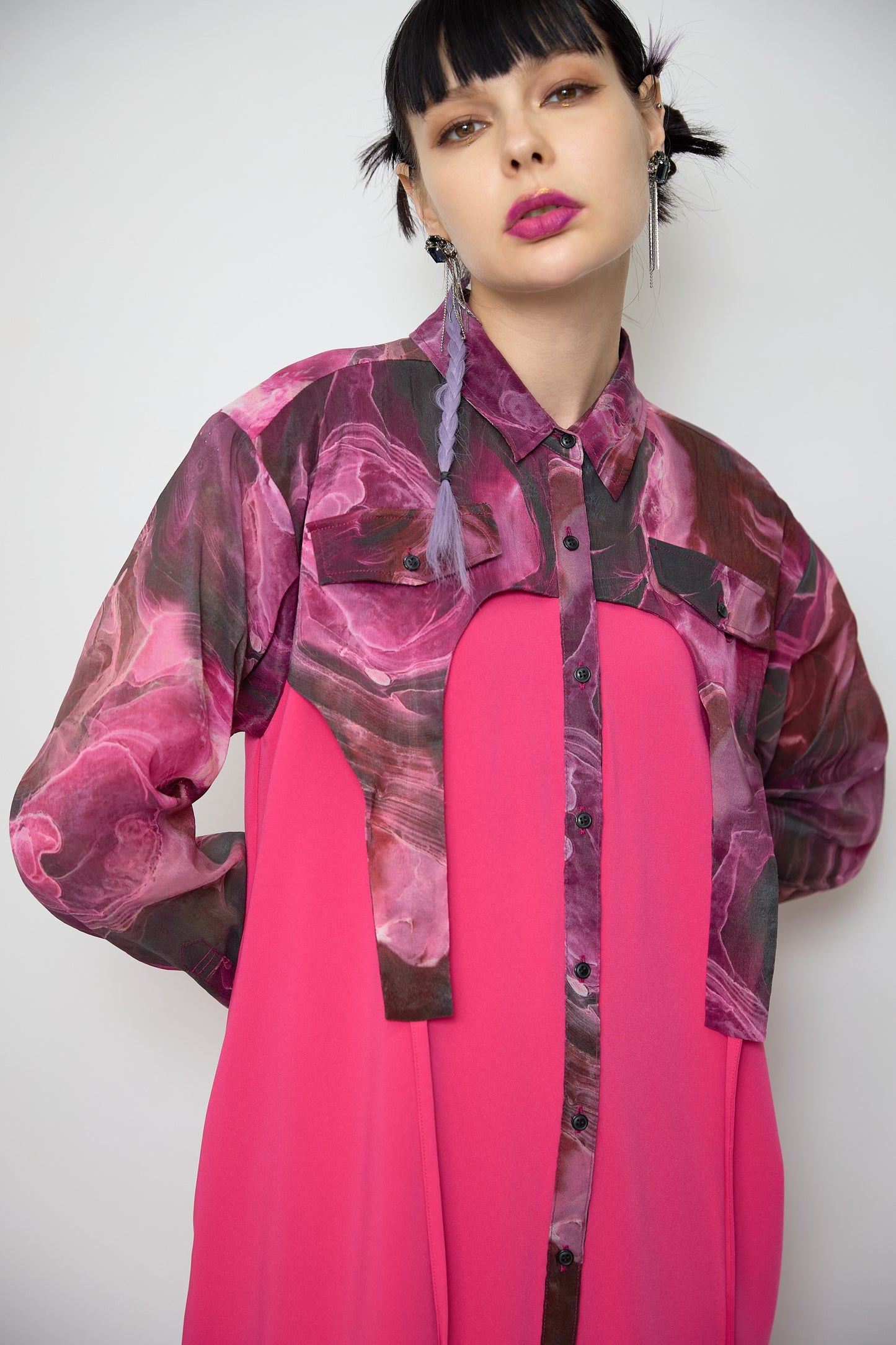 Marble paint irregular hem one piece