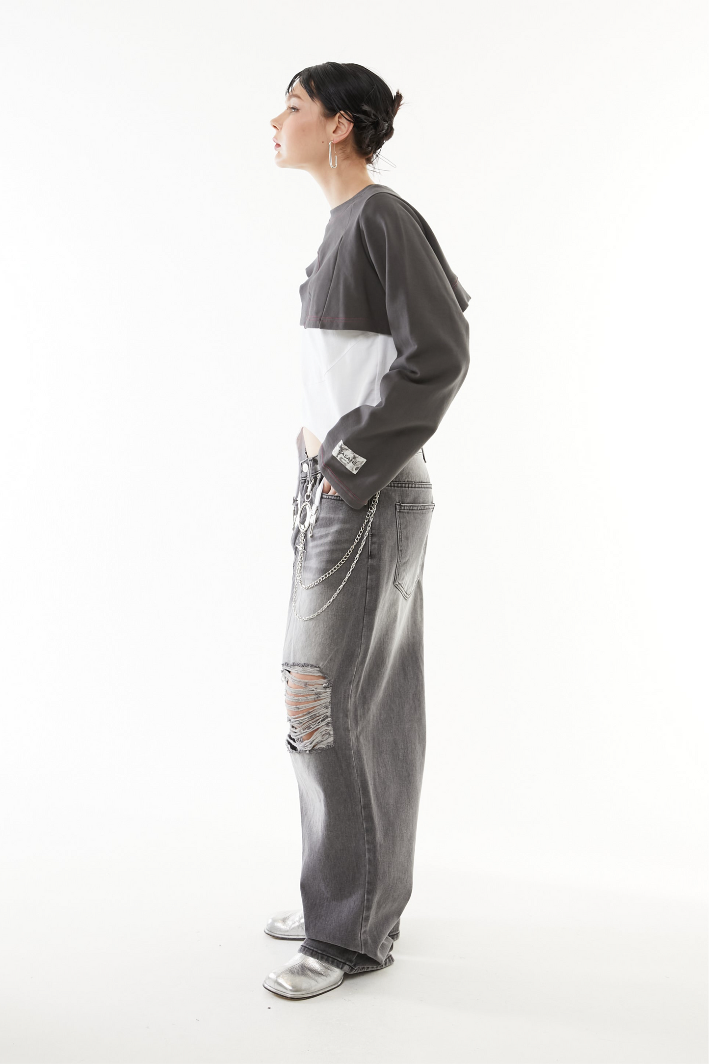Asymmetric hem short tops