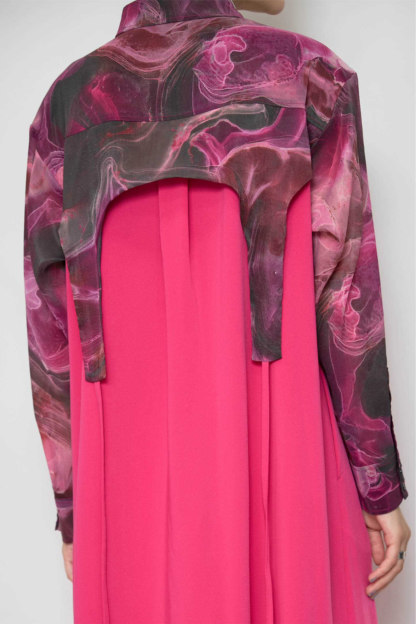 Marble paint irregular hem one piece