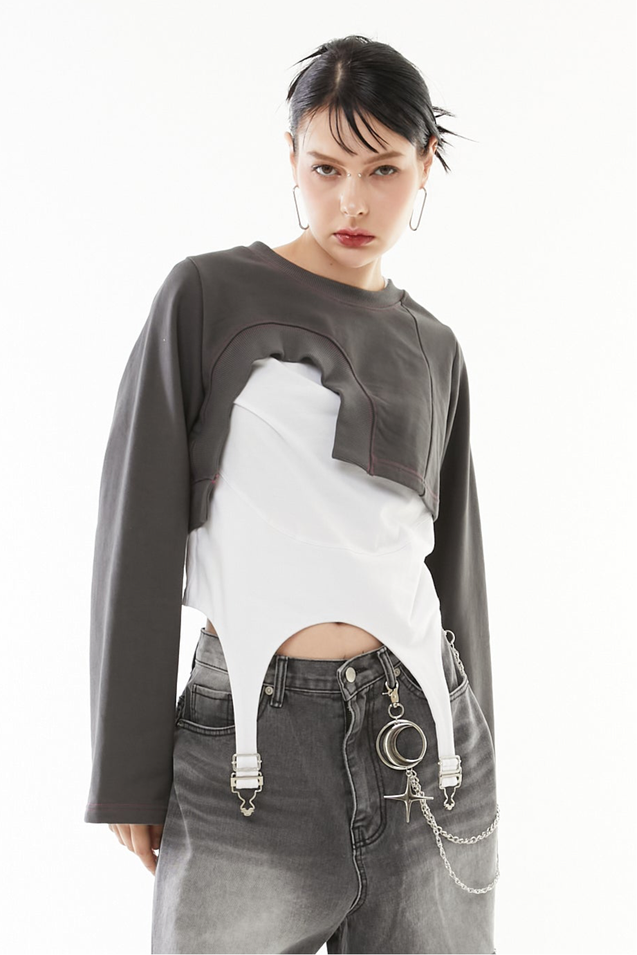 Asymmetric hem short tops