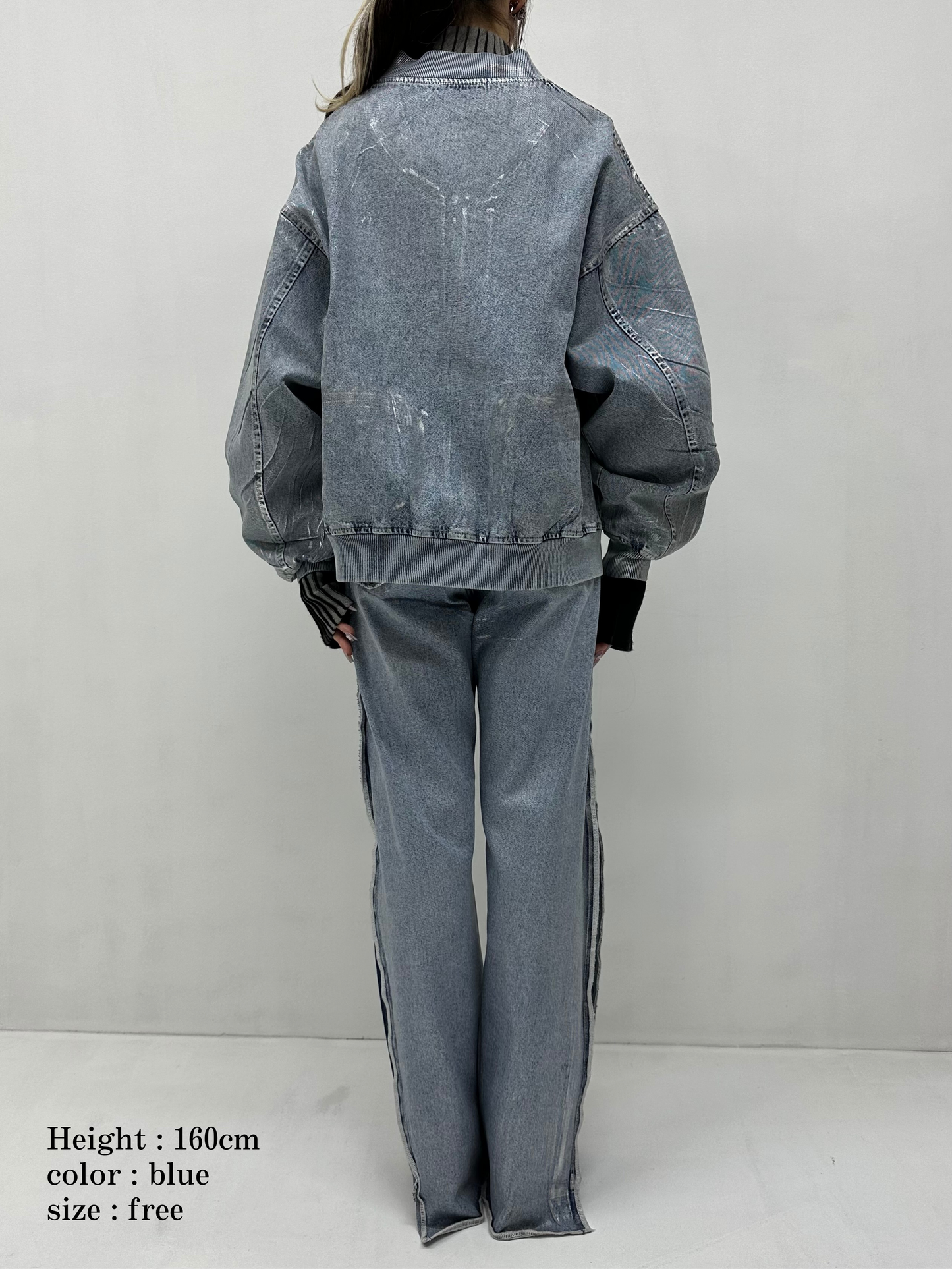 Foil print denim blouson