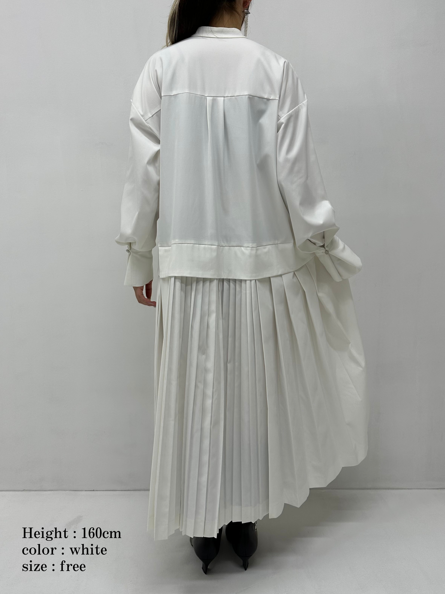 2way sleeve pleated one piece