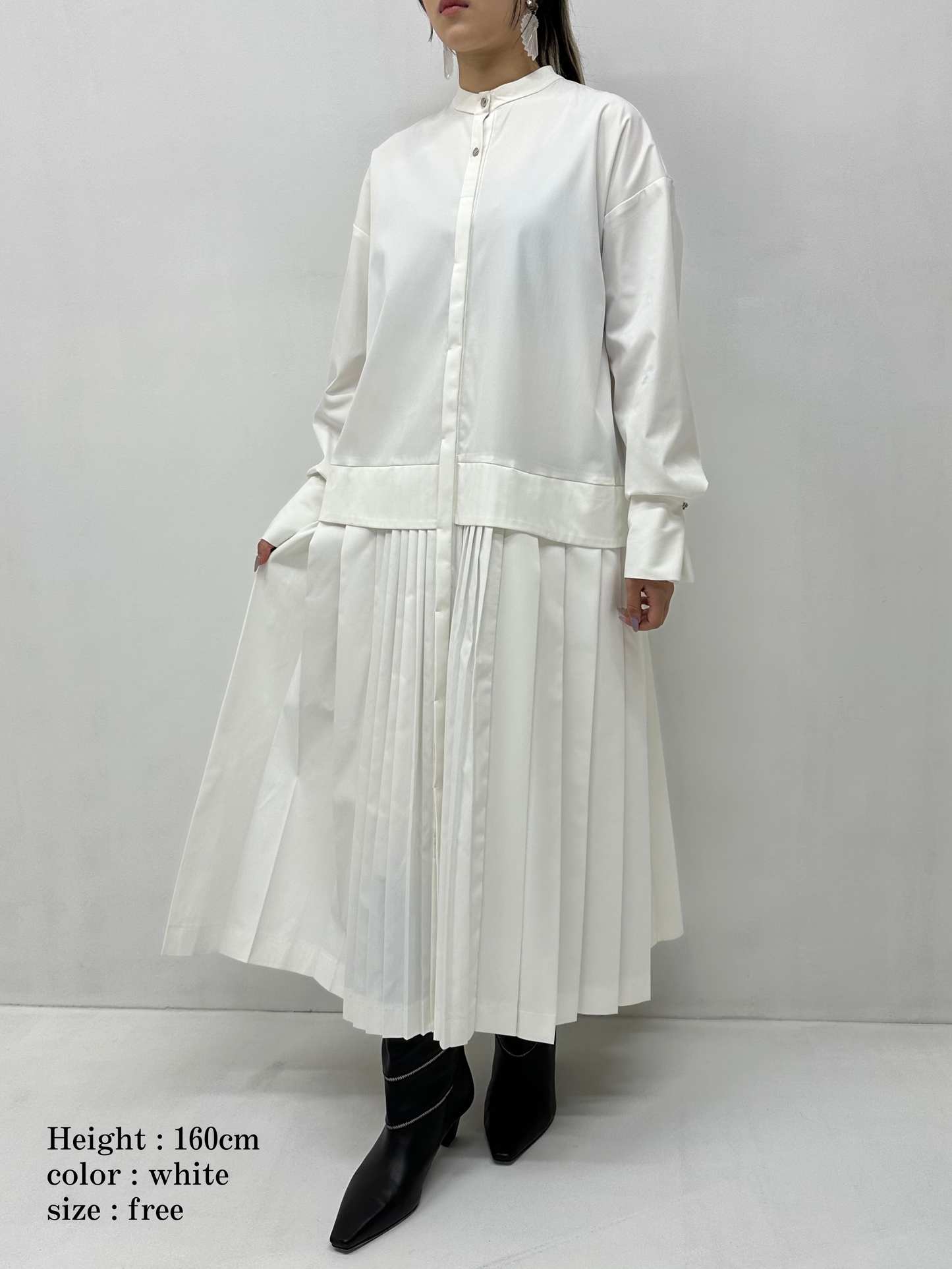 2way sleeve pleated one piece