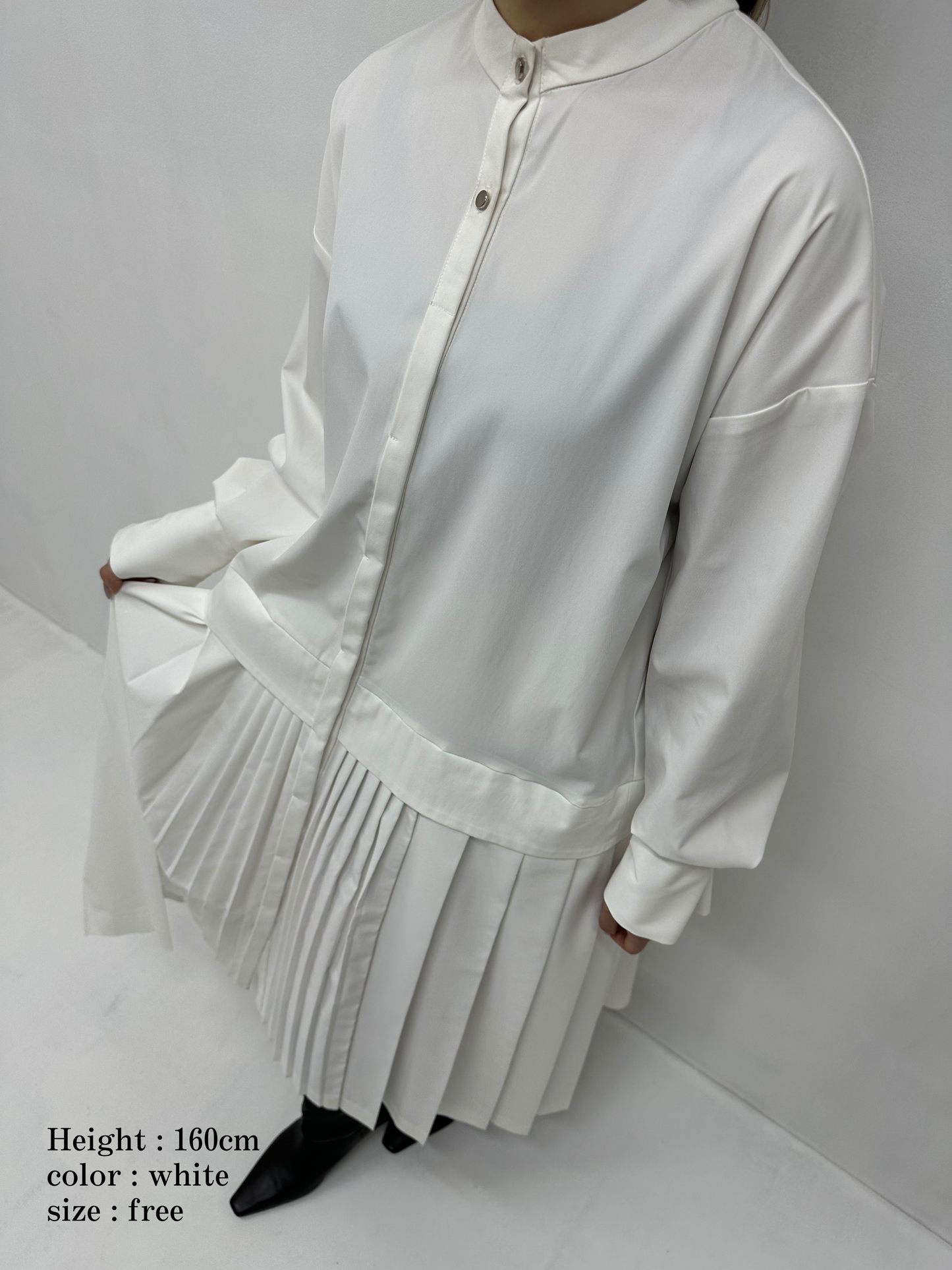 2way sleeve pleated one piece
