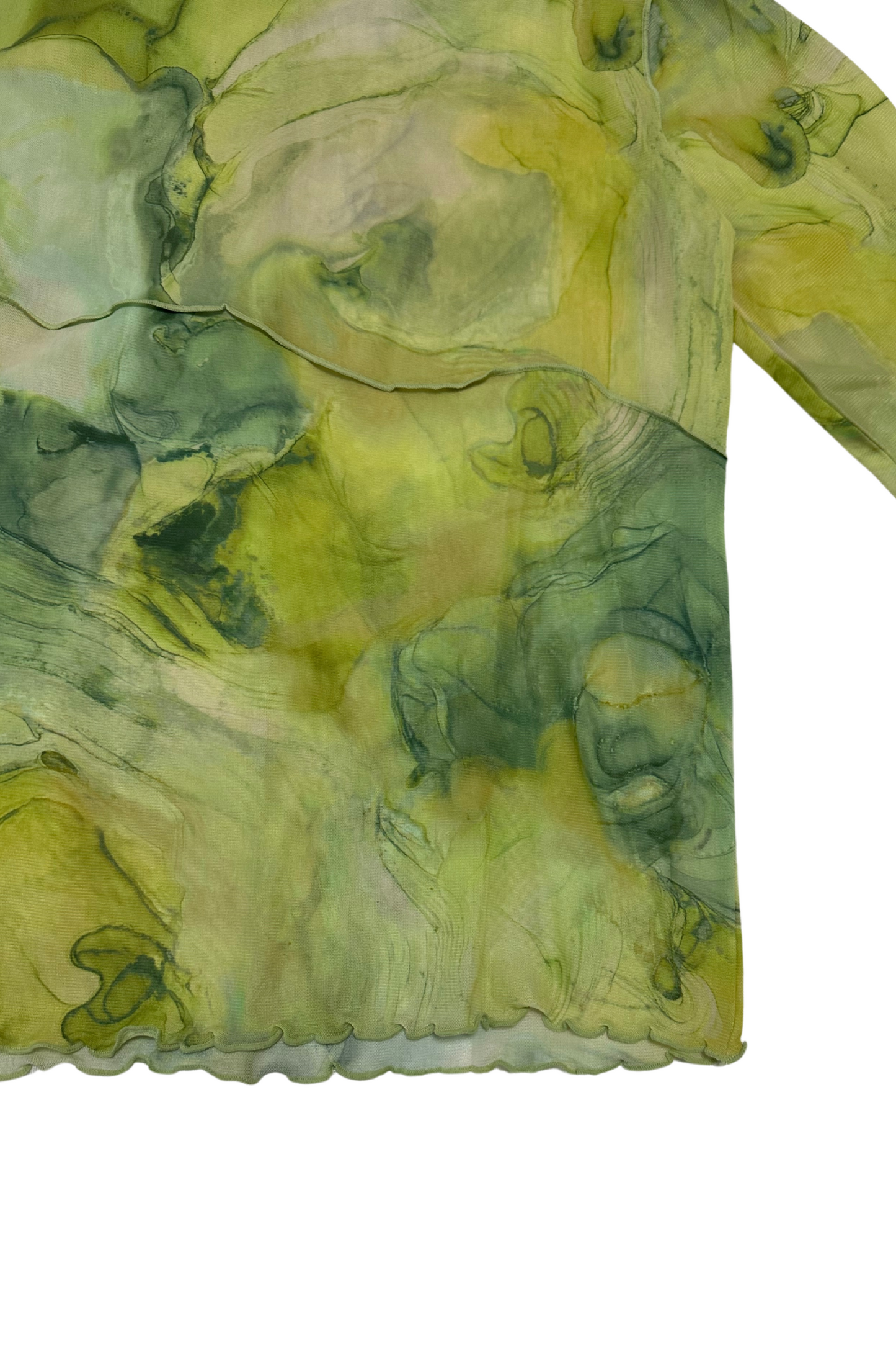 【OUTLET】Marble paint crew tops -LIME-