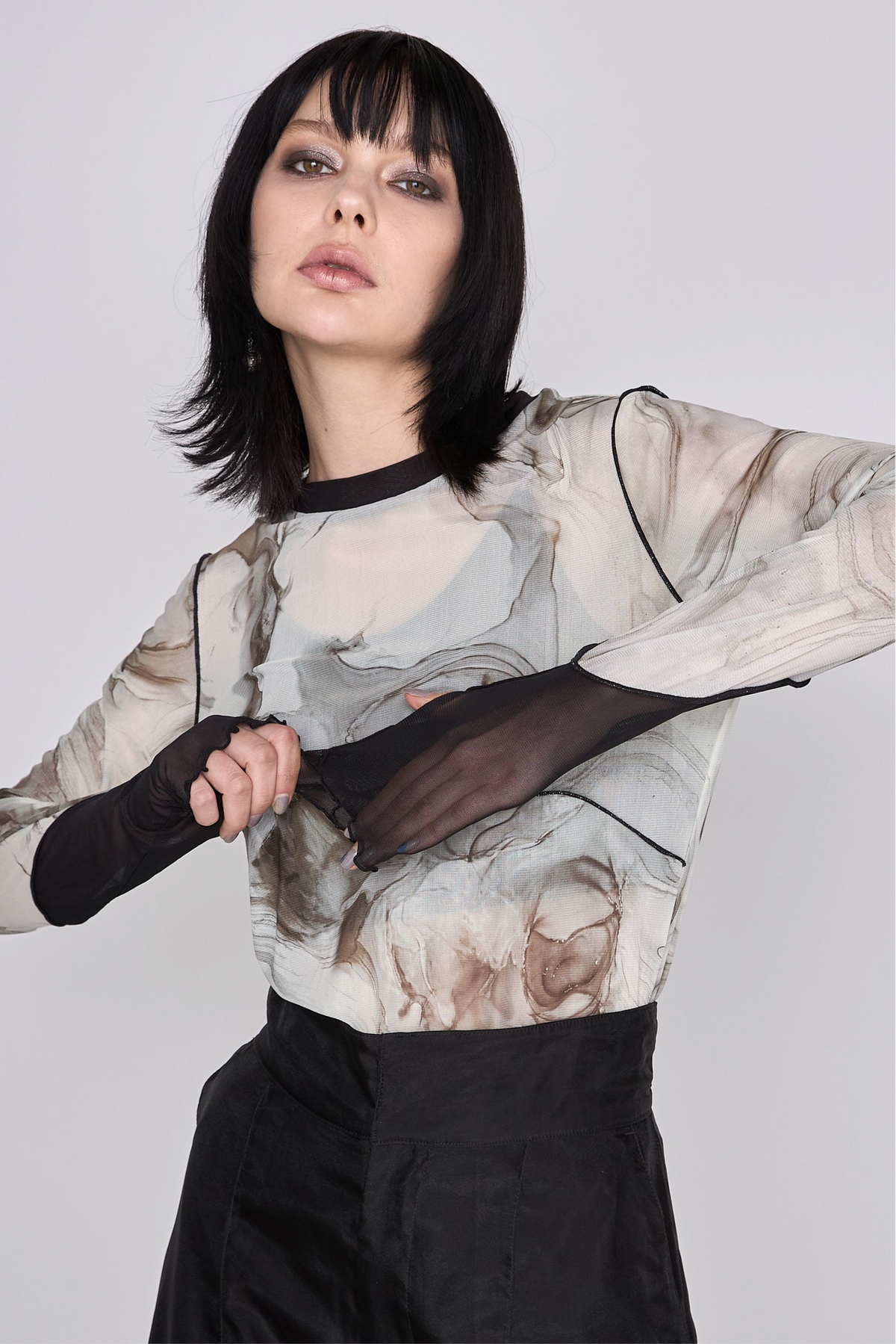 Marble paint mellow crew tops