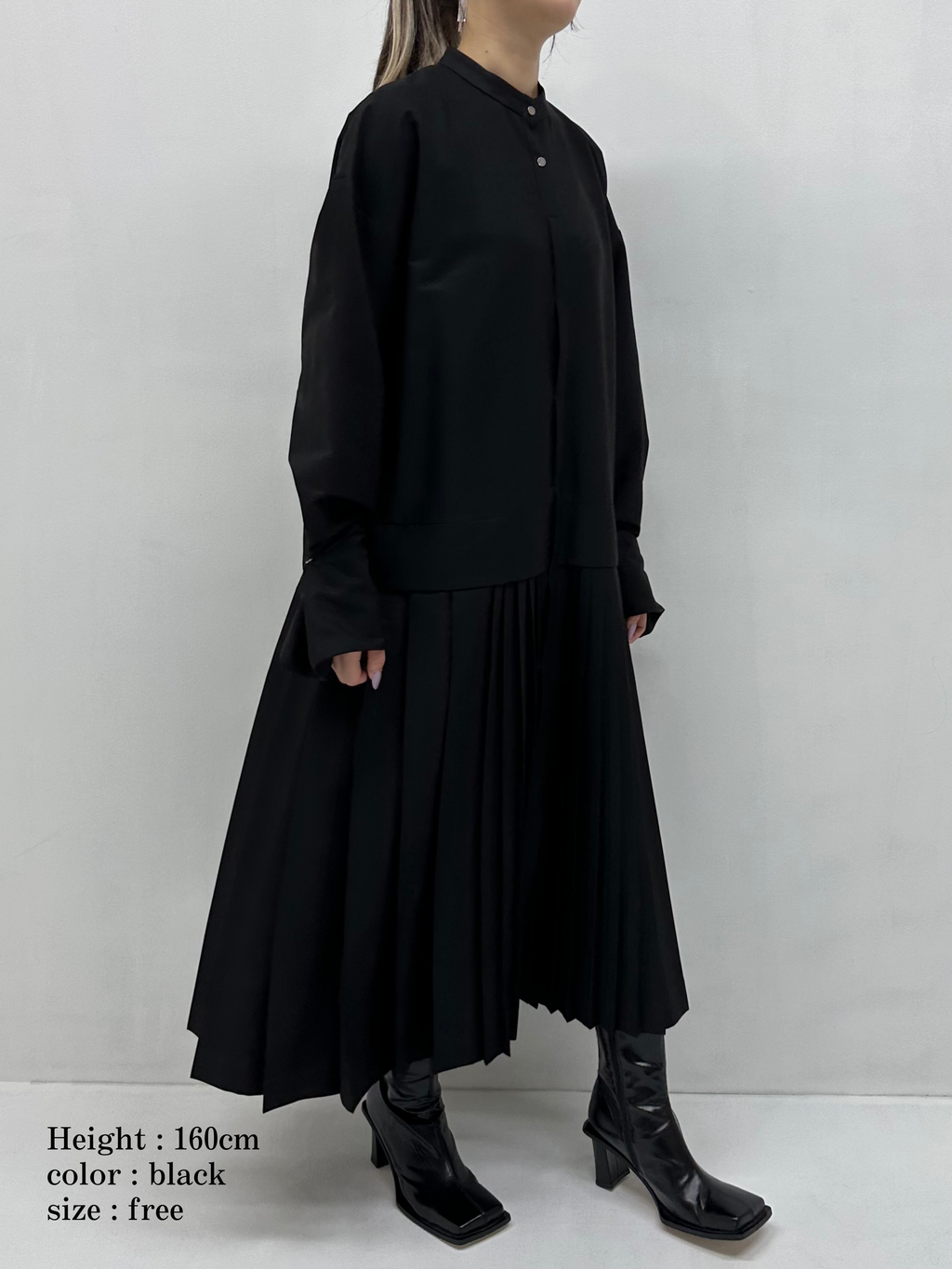 2way sleeve pleated one piece
