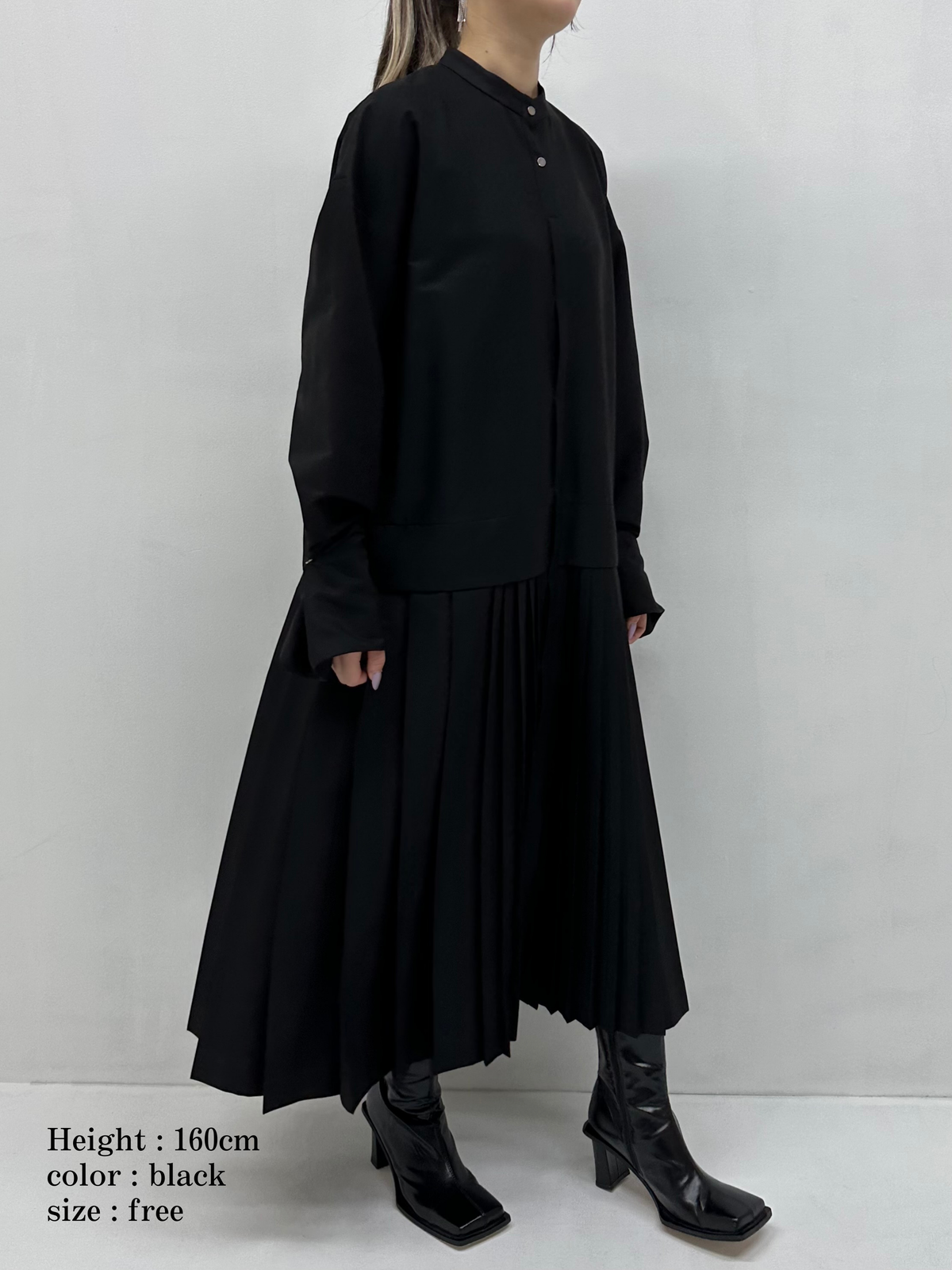 2way sleeve pleated one piece