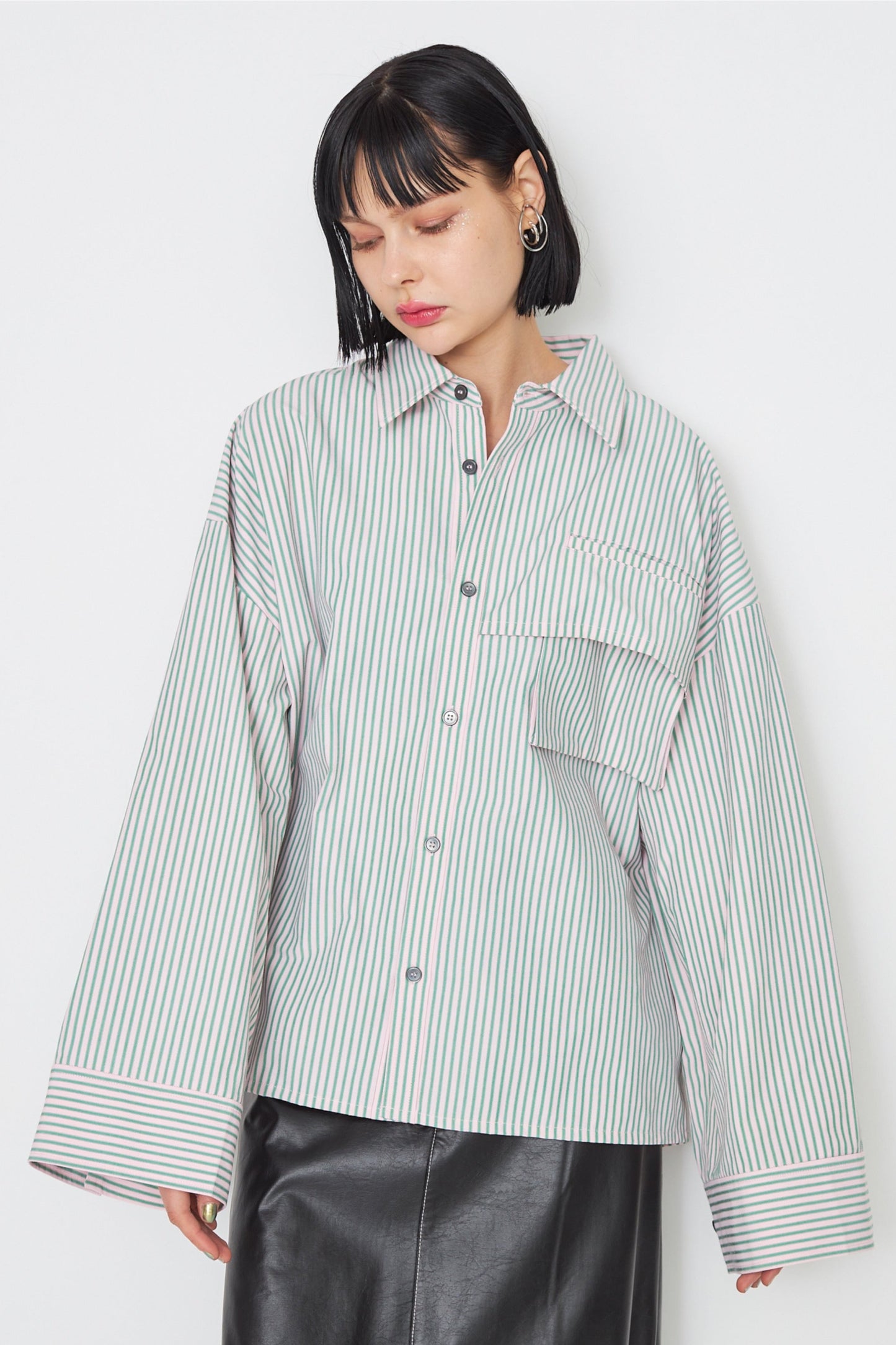 【SAMPLE SALE】Dobby stripe wide cuff shirt