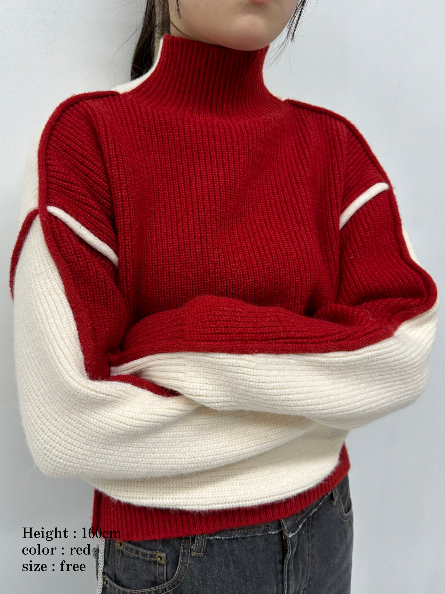 2way bicolor turtle knit