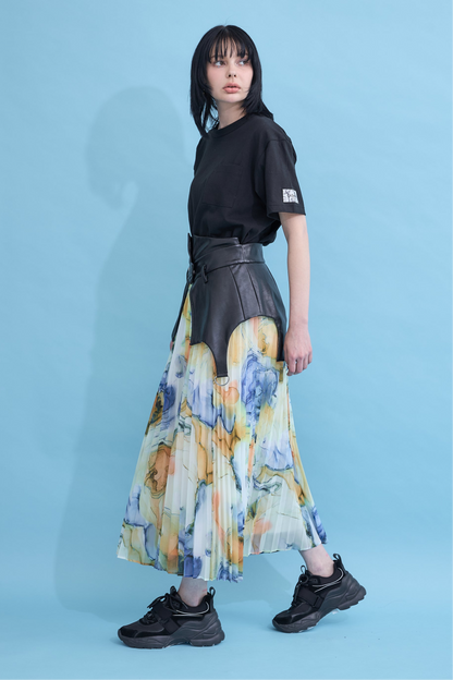 Marble paint pleated skirt