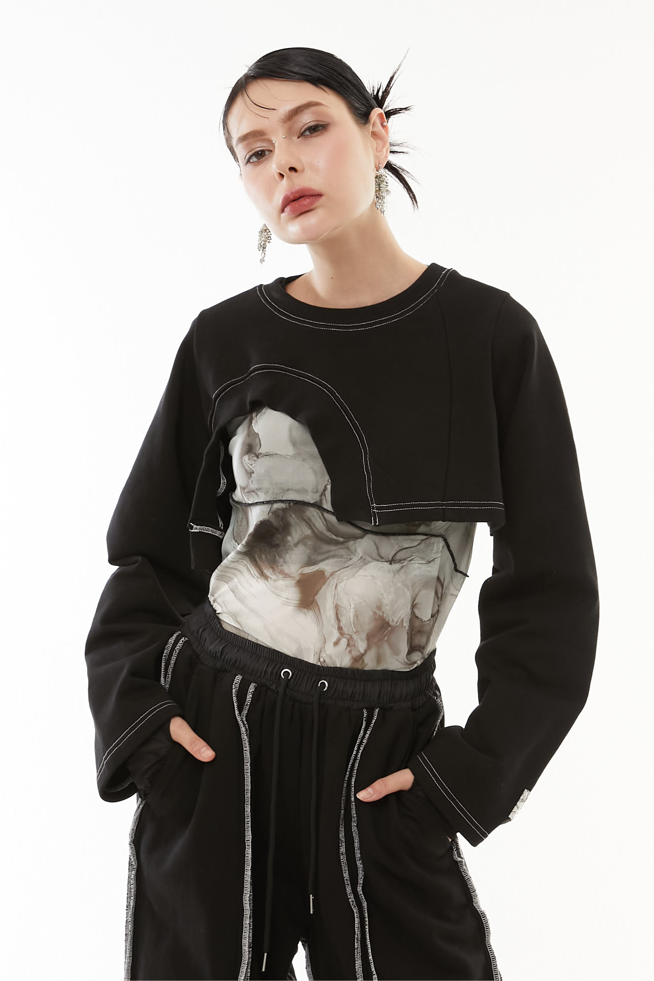 Asymmetric short hem tops