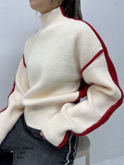 2way bicolor turtle knit