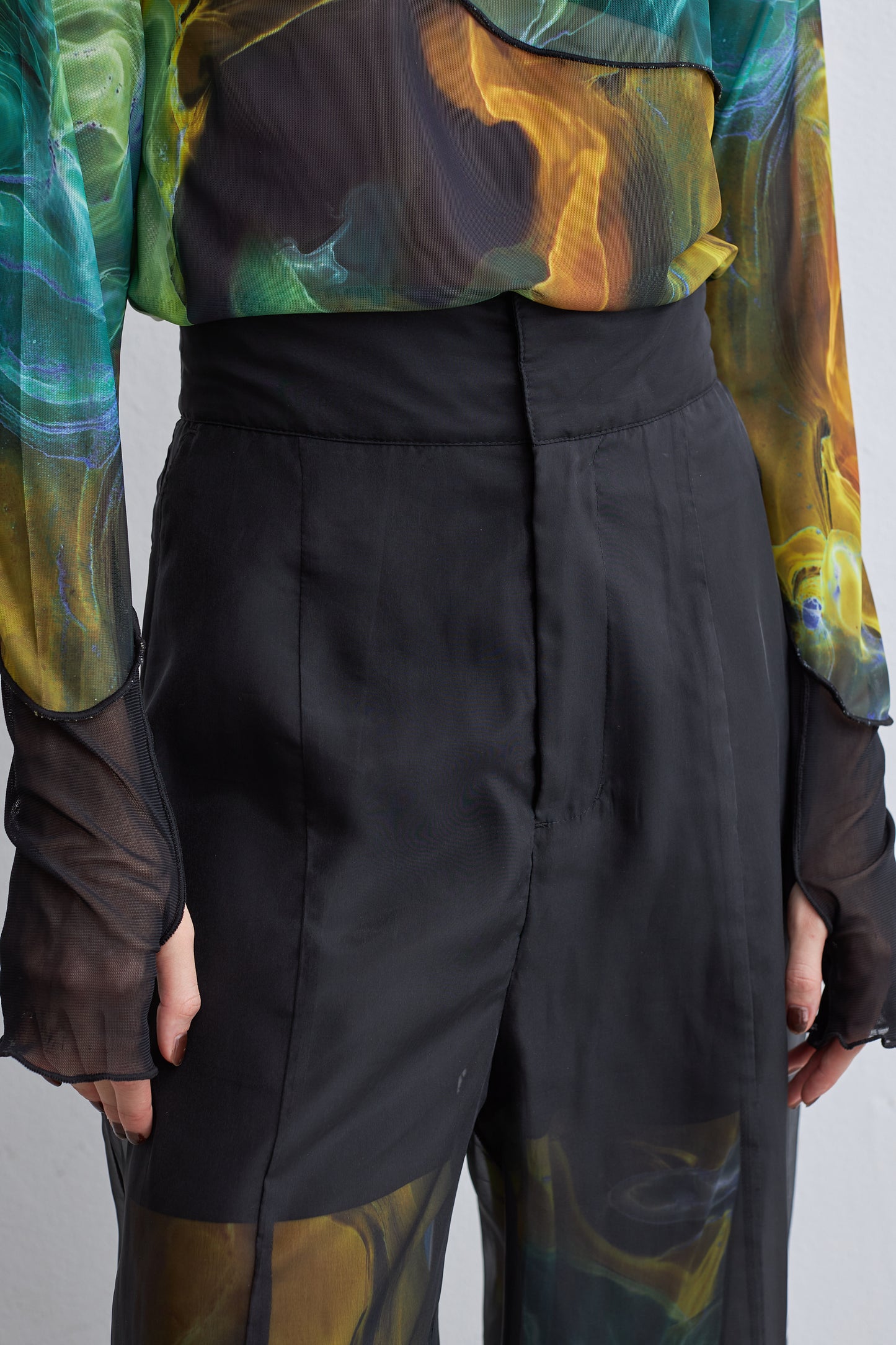 【SAMPLE SALE】Marble paint sheer wide pants