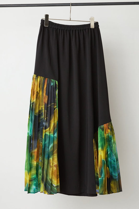 Marble Paint Asymmetry Pleated Skirt