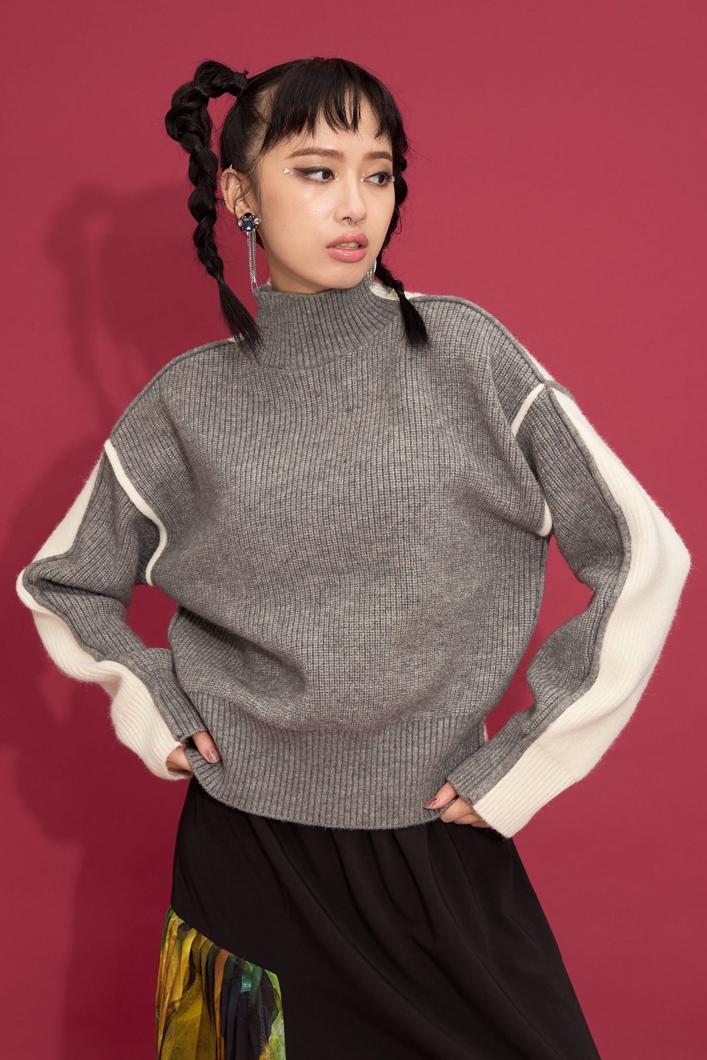 2way bicolor turtle knit