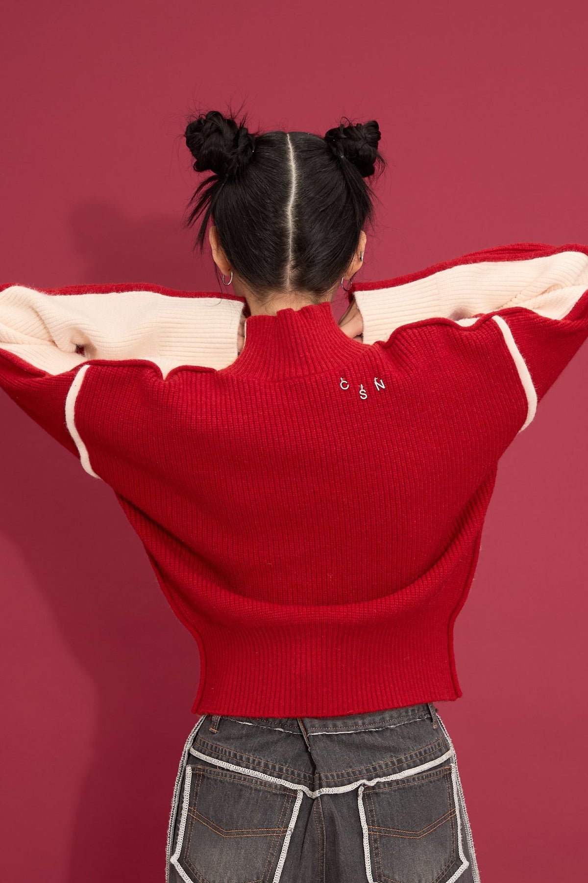 2way bicolor turtle knit