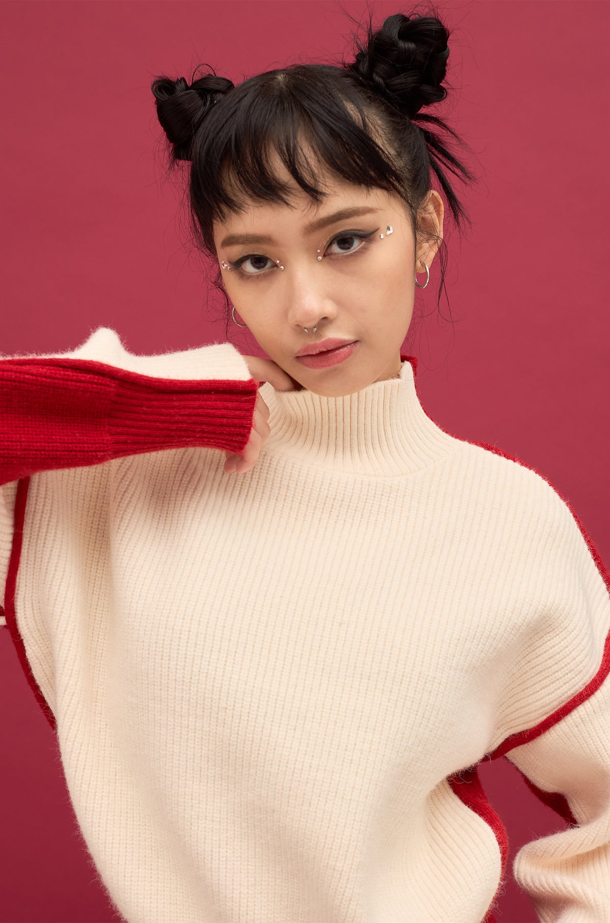 2way bicolor turtle knit