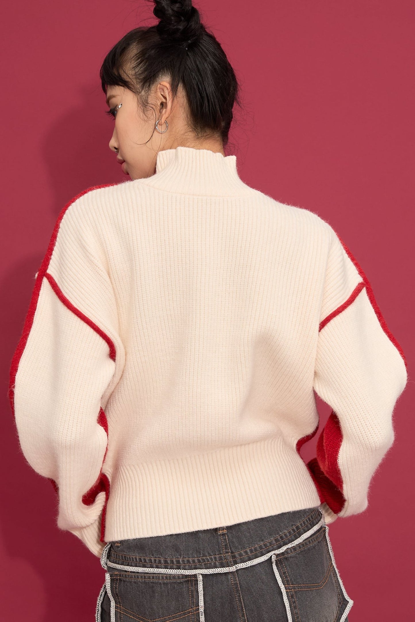 【SAMPLE SALE】2way bicolor turtle knit