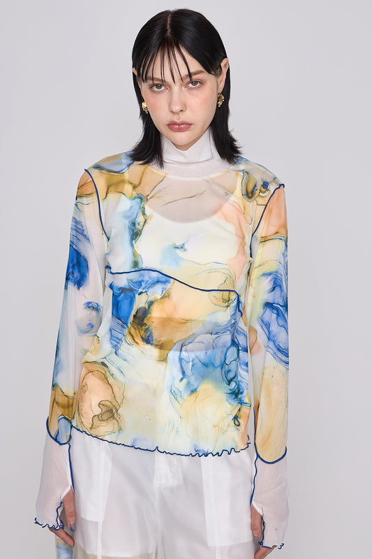 【在庫IN】 Marble paint mellow tops