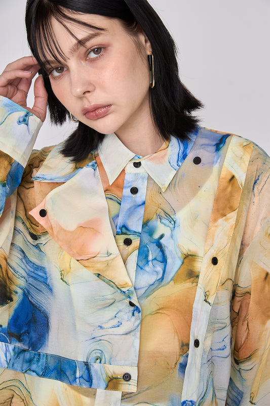 【在庫IN】 Marble paint big shirt