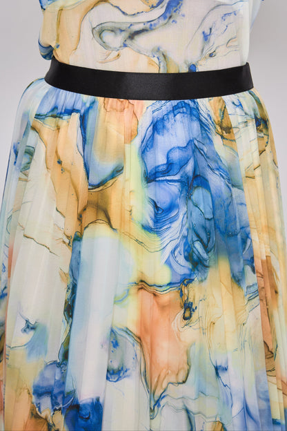 Marble paint pleated skirt